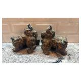 Pair of Vintage Metal Foo Dog Statues 7x6 Inches