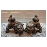 Pair of Vintage Metal Foo Dog Statues 7x6 Inches