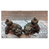 Pair of Vintage Metal Foo Dog Statues 7x6 Inches