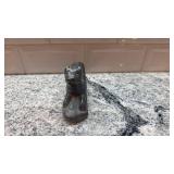 Carved Black Stone Seal Figurine 3 x 5 Inches