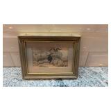 Pair of 8x6 Framed Vintage Animal Etchings
