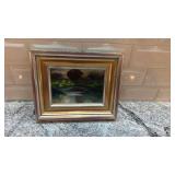Framed Original Painting Signed by Artist, 10.5 x 8.5 Inches