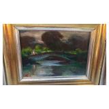 Framed Original Painting Signed by Artist, 10.5 x 8.5 Inches