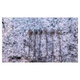 Set of 6 Vintage Twisted Metal Cocktail Picks with Animal Topper Designs
