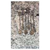 Set of 6 Vintage Twisted Metal Cocktail Picks with Animal Topper Designs