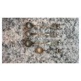 Set of 4 Vintage Peru Souvenir Collector Spoons with Llama Motif