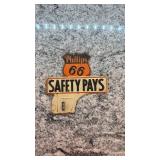 Vintage Phillips 66 Safety Pays Metal Sign Badge