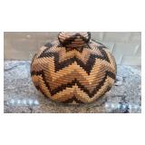 Vukani Zulu Lidded Basket 16 x 10 Inch African Arts & Crafts