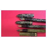 Set of 3 Vintage Fountain Pens Assorted Marbled Designs