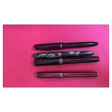 Group of 4 Vintage Fountain Pens Assorted Colors and Finishes