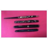 Collection of 4 Vintage Fountain Pens with Marbled and Striped Designs