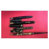 Collection of 4 Vintage Fountain Pens with Marbled and Striped Designs