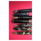 Collection of 4 Vintage Fountain Pens with Marbled and Striped Designs