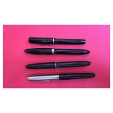 Lot of 4 Vintage Black Fountain Pens Assorted Styles