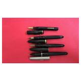 Lot of 4 Vintage Black Fountain Pens Assorted Styles