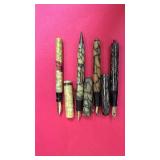 Collection of 4 Vintage Marbled Fountain Pens and Ballpoint Pen