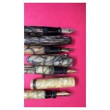 Collection of 4 Vintage Marbled Fountain Pens and Ballpoint Pen