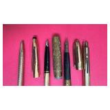 Collection of 4 Vintage Fountain and Ballpoint Pens with Gold-Tone Finishes