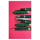 Set of 4 Green Marbled Writing Pens with Gold Trim