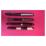 Set of 4 Vintage Fountain Pens Mixed Materials