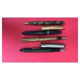 Collection of 4 Vintage Fountain and Ballpoint Pens Assorted Styles
