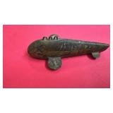 Vintage Folk Art Wooden Fish Decoy with Metal Fins