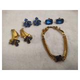 Gold Tone & Sapphire Colored Vintage Jewelry Gold Tone & Sapphire Colored Vintage Jewelry