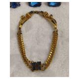 Gold Tone & Sapphire Colored Vintage Jewelry Gold Tone & Sapphire Colored Vintage Jewelry