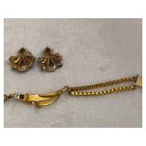 Gold Tone & Sapphire Colored Vintage Jewelry Gold Tone & Sapphire Colored Vintage Jewelry