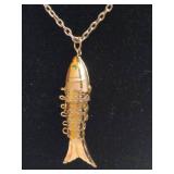 Gold Tone Articulated Fish Pendant Gold Tone Articulated Fish Pendant