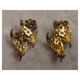 Floral Gold Tone Earrings & Pins Floral Gold Tone Earrings & Pins