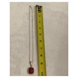 Red Coral Pendant & Chain (Stamped 950/925) Red Coral Pendant & Chain (Stamped 950/925)