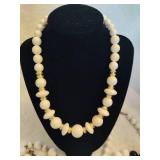 Vintage Chunky White Beaded Necklaces & Bracelet Vintage Chunky White Beaded Necklaces & Bracelet