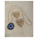 Menorah Earrings & Star of David Necklace Menorah Earrings & Star of David Necklace