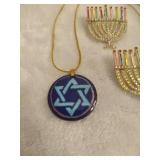 Menorah Earrings & Star of David Necklace Menorah Earrings & Star of David Necklace