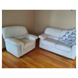 Three Piece Ivory Leather Furniture Set Three Piece Ivory Leather Furniture Set