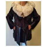 Daytons Ladies Fur and Leather Belted Jacket Daytons Ladies Fur and Leather Belted Jacket
