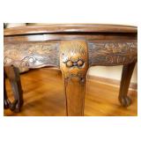 Vintage Chinese Carved Wood Table with Nesting Stools Vintage Chinese Carved Wood Table with Nesting Stools