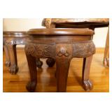 Vintage Chinese Carved Wood Table with Nesting Stools Vintage Chinese Carved Wood Table with Nesting Stools