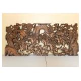 Antique Asian Carved Wood Wall Panel Antique Asian Carved Wood Wall Panel