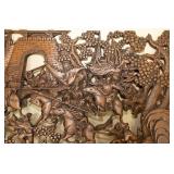 Antique Asian Carved Wood Wall Panel Antique Asian Carved Wood Wall Panel
