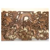 Antique Asian Carved Wood Wall Panel Antique Asian Carved Wood Wall Panel
