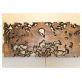 Antique Asian Carved Wood Wall Panel Antique Asian Carved Wood Wall Panel