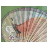 Vintage Framed Hand Painted Folding Fan Vintage Framed Hand Painted Folding Fan