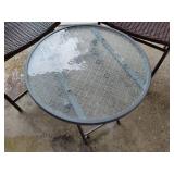 Two Outdoor Folding Chairs & Small Bistro Table Two Outdoor Folding Chairs & Small Bistro Table