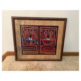 Mola Owl Textile Art with Bamboo Frame and Mat Mola Owl Textile Art with Bamboo Frame and Mat