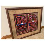 Mola Owl Textile Art with Bamboo Frame and Mat Mola Owl Textile Art with Bamboo Frame and Mat