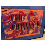 Mola Birds Textile Framed Artwork Mola Birds Textile Framed Artwork