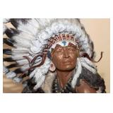 Juan Dell Painted Bronze Native American Bust Juan Dell Painted Bronze Native American Bust