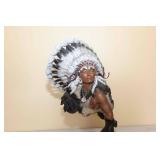 Juan Dell Painted Bronze Native American Bust Juan Dell Painted Bronze Native American Bust